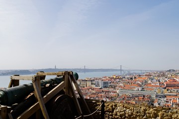 Lisbon landscape with a cannon