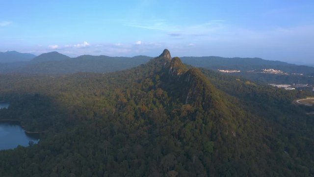 4k Scenic Aerial View of Bukit Tabur Quartz Ridge revealing Klang Gate Dam, Kuala Lumpur