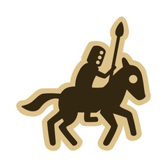 Vector drawing of a charging knight with a spear. Can represent history, the Middle Ages, a duel, ancient times, a quest, a hero, military conquest, etc.