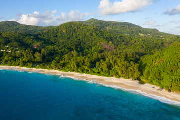 Anse Intendance Beach drone view In Mahe Island Seychelles 