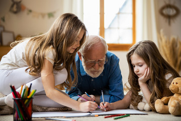 Deep concentration on the process of drawing stock photo