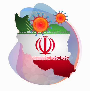 COVID-19 coronavirus epidemic.Iran map. Global COVID-19 coronavirus pandemic. Vector Illustration.