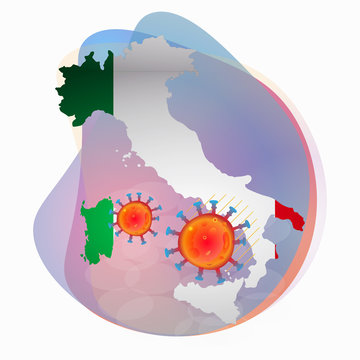 COVID-19 coronavirus epidemic.Italy map. Global COVID-19 coronavirus pandemic. Vector Illustration.