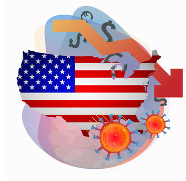COVID-19 coronavirus epidemic.USA map. Global COVID-19 coronavirus pandemic. Vector Illustration.