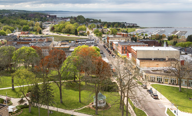 Aerial view of Lake street, Petoskey, Michigan