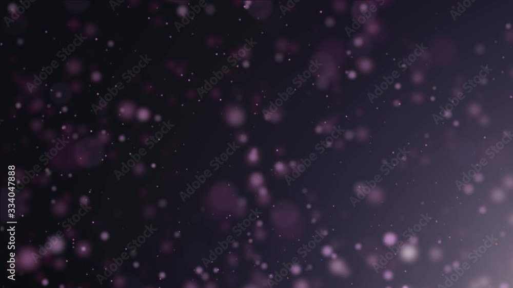 Poster abstract blurry violet coloured dots random moving with shiny light. copy space animation background