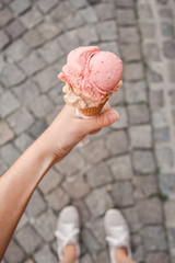 ice cream in hand