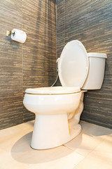Luxury clean white toilet bowl seat