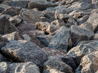 Large granite stones in the evening light