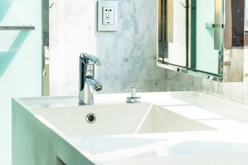 Faucet water and sink decoration interior of bathroom