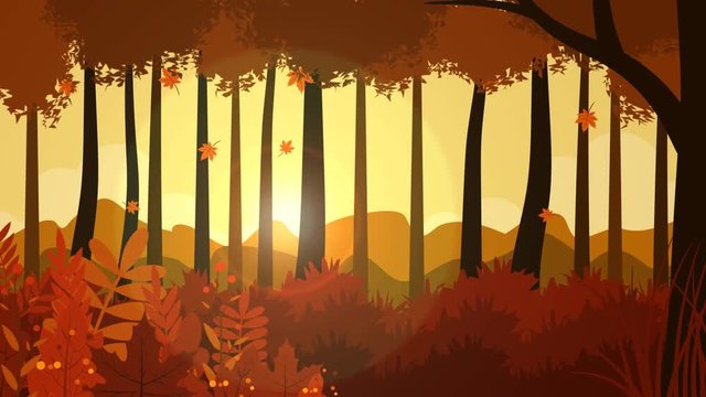 forest landscape and falling leaves in the fall motion graph