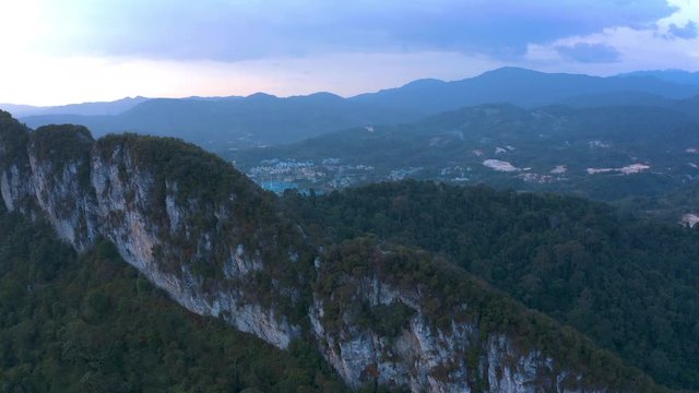4k Scenic Aerial View of Bukit Tabur Quartz Ridge revealing mountain view