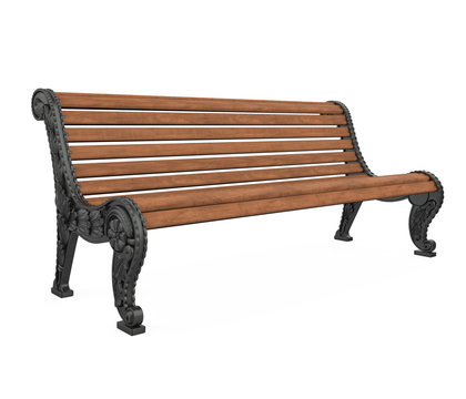 Wooden Park Bench Isolated