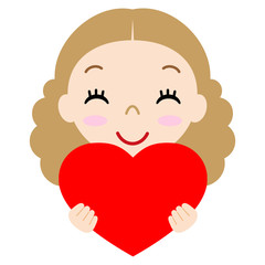 赤いハートを持つ少女のアイコン