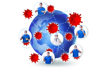 Coronavirus covid-19 pandemic concept with doctor