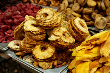 Dried Pineapple and Mango at Market in Tel Aviv