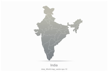 india map. aisan countries map. asia of modern vector map series.