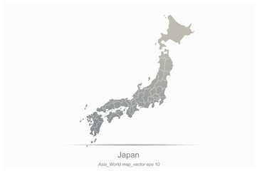 japan map. aisan countries map. asia of modern vector map series.