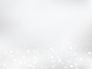 Abstract geometric random of dots or circles white and gray gradient color technology concept background.