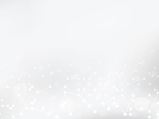 Abstract geometric random of dots or circles white and gray gradient color technology concept background. EPS10 vector Illustration.