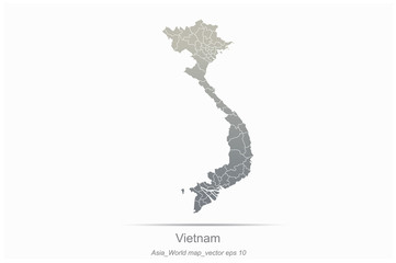 aisan countries map. asia of modern vector map series.
