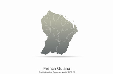 french guiana map. south america continent countries map. country map of gray gradient series.