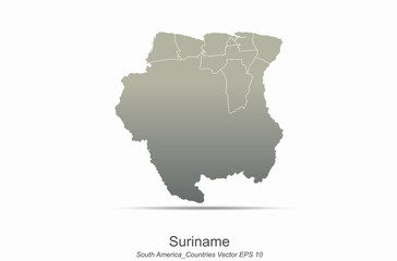 suriname map south america continent countries map. country map of gray gradient series.