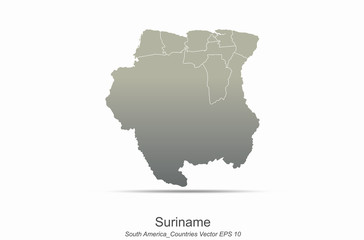 Obraz premium suriname map south america continent countries map. country map of gray gradient series.