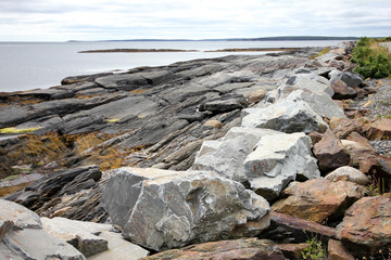 A rocky shore in Nova Scotia.