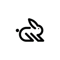 Rabbit outline, bunny silhouette. Easter symbol. Vector icon.