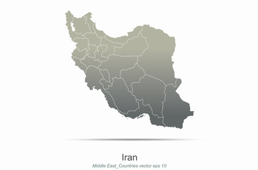 iran map. middle east countries map. arab country map of gray gradient seires.