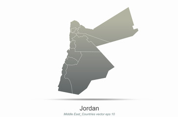 jordan map. middle east countries map. arab country map of gray gradient seires.