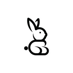 Rabbit outline, bunny silhouette. Easter symbol. Vector icon.