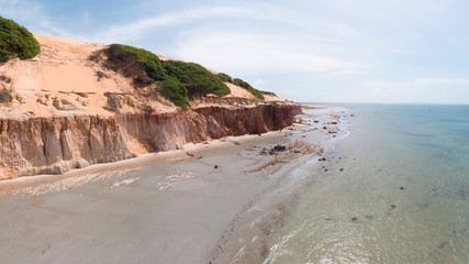 Aerial Image of Ponta Grossa Beach close to Canoa Quebrada, east shore of Ceara State, Brazil
