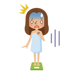 体重計に乗る女性