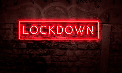  Lockdown Neon Sign Coronavirus Global Social Issue