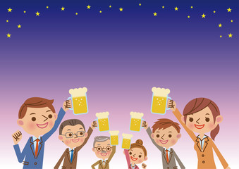 ビアホール・ビアガーデンイメージ　生ビールで乾杯