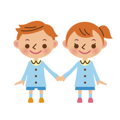 手をつなぐ園児たち