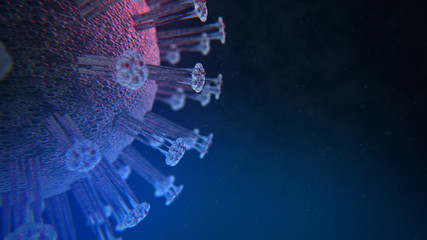 Coronavirus. Close-up 3d model of coronovirus. Virus. Epidemic. Pandemic.