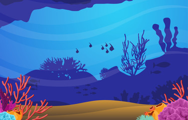 Fototapeta na wymiar Fish Marine Animals Coral Reef Underwater Sea Ocean Illustration