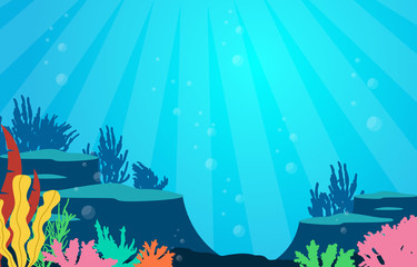 Fototapeta na wymiar Marine Coral Reef Underwater Sea Ocean Nature Illustration