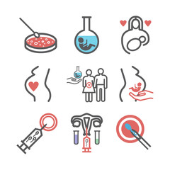 Artificial insemination line icons set. Vector signs for web graphics