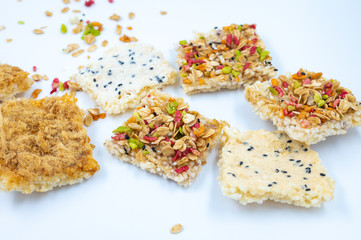 Thai Rice Cracker with dried shredded pork and whole Grains