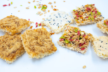 Thai Rice Cracker with dried shredded pork and whole Grains