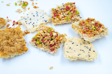 Thai Rice Cracker with dried shredded pork and whole Grains