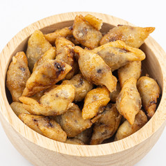 Thai Food, Thai Dessert,  Deep fried stuffed minced fish wrapped with Rice Flour.