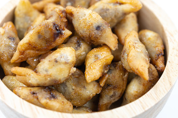 Thai Food, Thai Dessert,  Deep fried stuffed minced fish wrapped with Rice Flour.