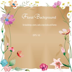 Flowers Border and Frame Background Template