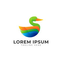 Duck Wing Modern Logo Vector Icon Illustration