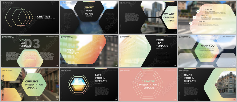 Wall mural minimal presentations design, portfolio vector templates with hexagonal design yellow color pattern 